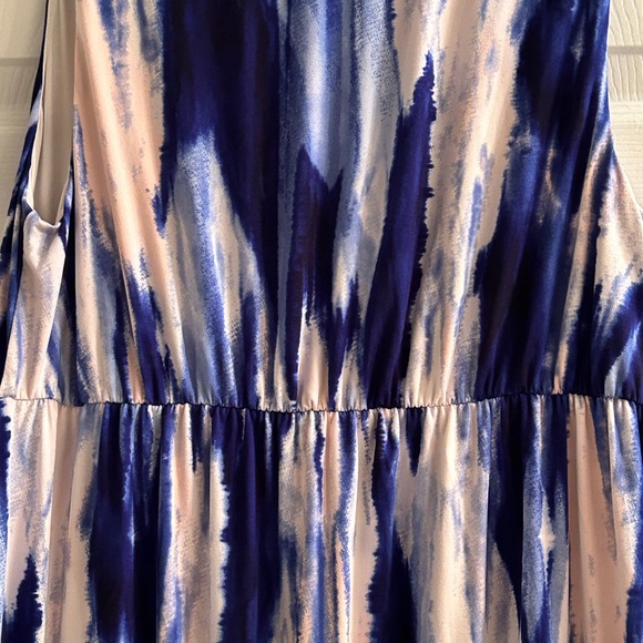 Soma Womens High Neck Maxi Dress Long & Lean Watercolor Blue White Size Large - Picture 3 of 8